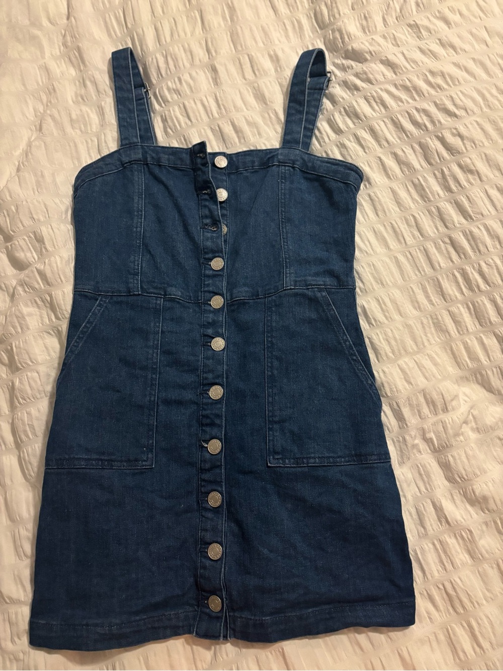 Garage Dark Blue Denim Button-Front Mini Dress